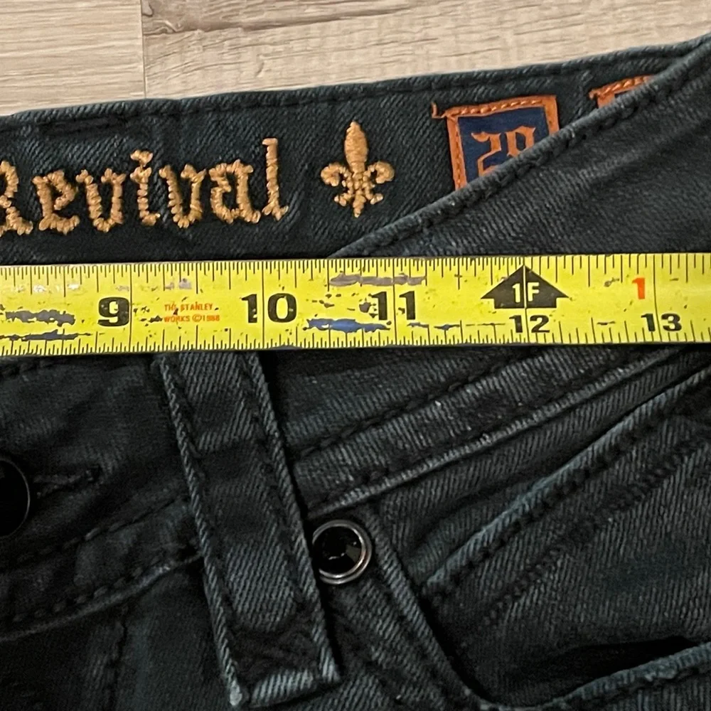 ROCK REVIVAL BLACK AMY SKINNY EMBELLISHED DISTRESSED DENIM POCKETS JEANS SIZE 29 - Picture 5 of 10